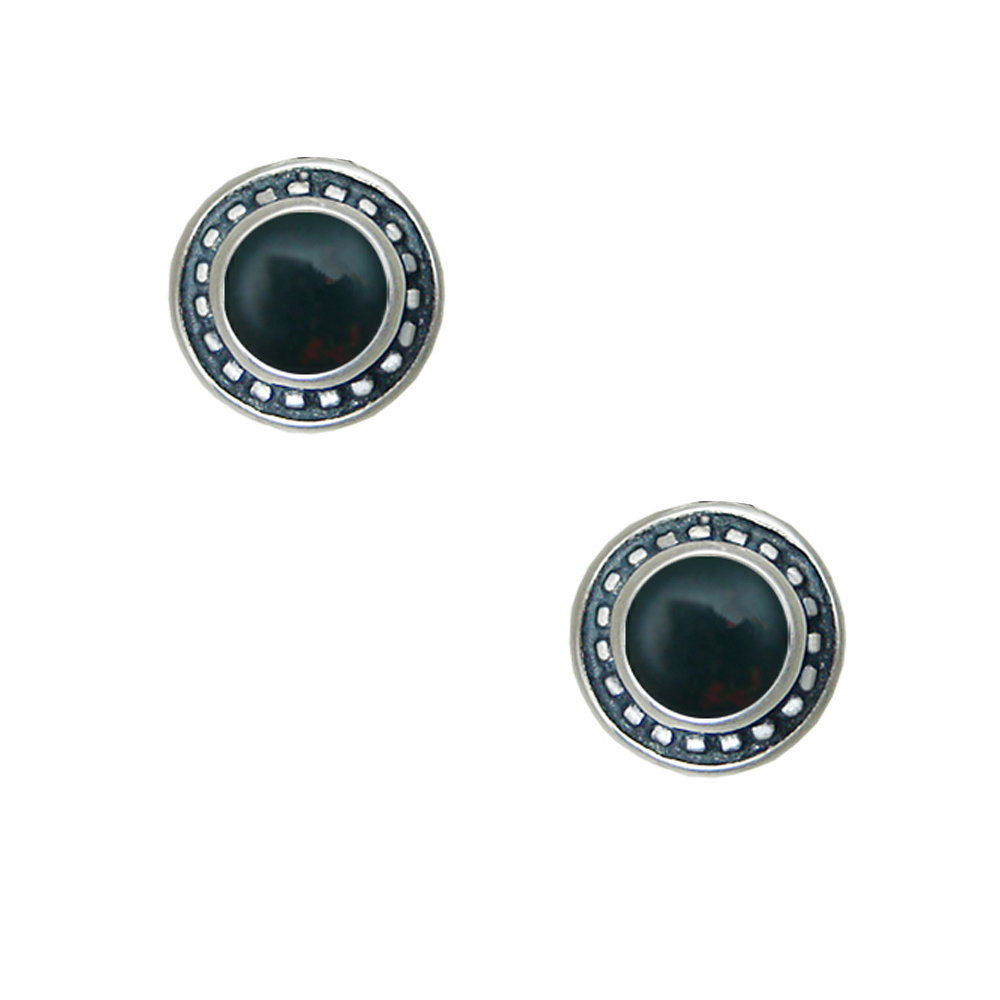 Sterling Silver Petite Bloodstone Post Stud Earrings